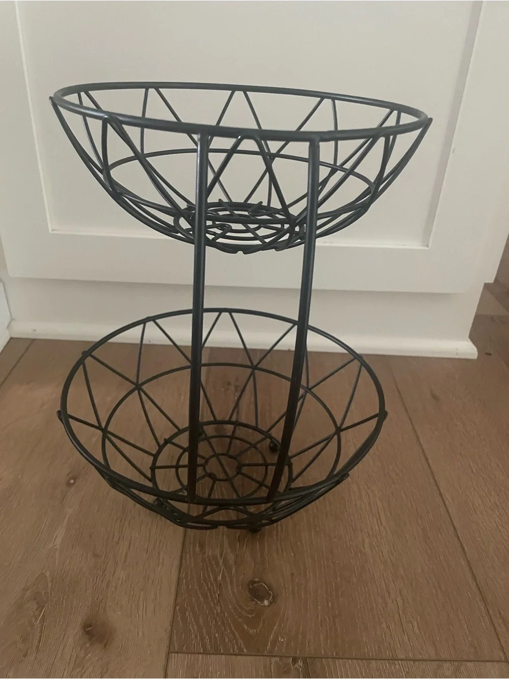 Black Two-Tier Wire Fruit Bowl Stand